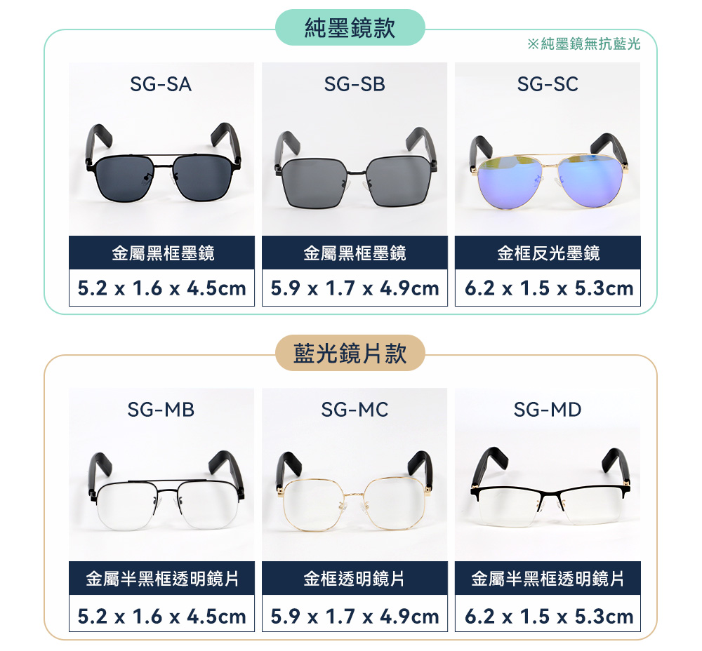 【DTAudio 聆翔】基礎款-SG智慧眼鏡|UV遮光、開放式喇叭