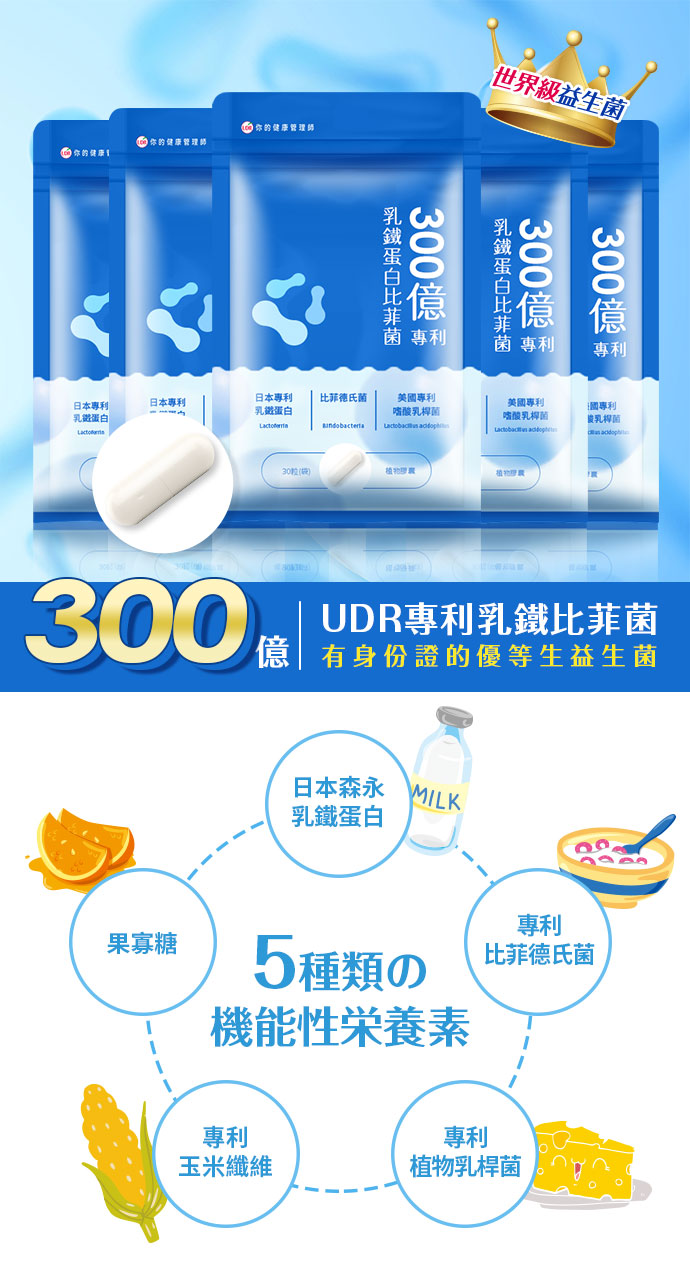 UDR 300億專利乳鐵蛋白比菲菌