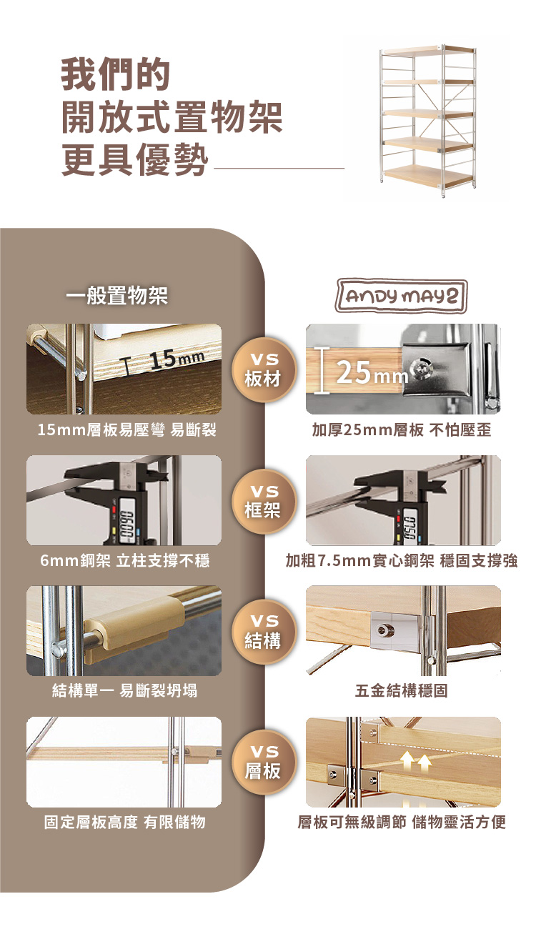 【ANDYMAY2】洛克原木風日式置物架(OH-K133)