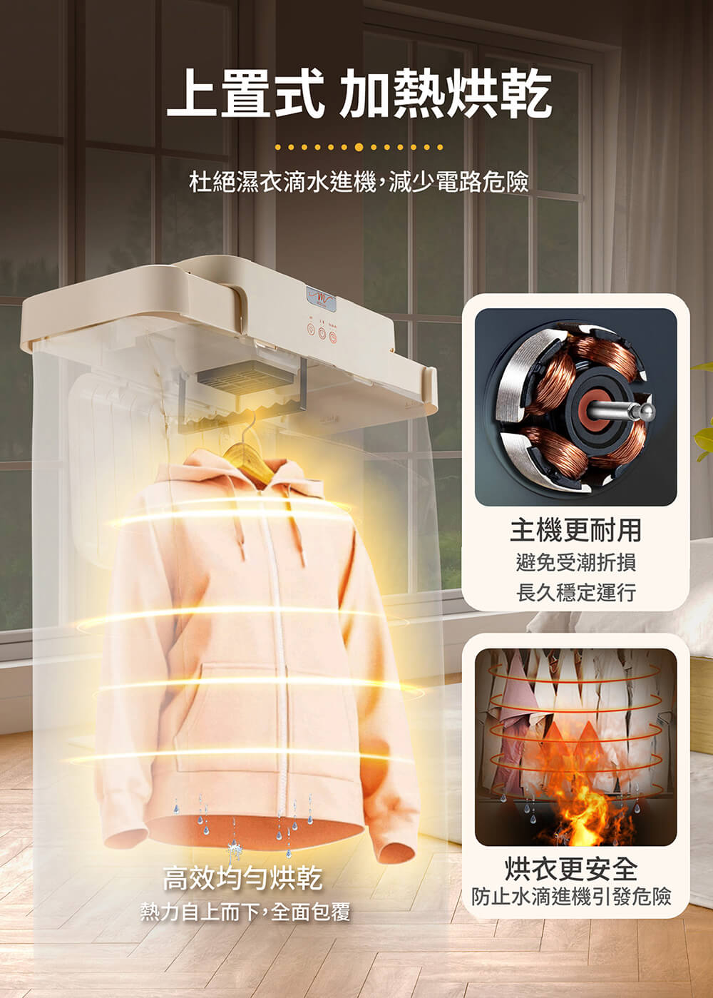 【MOLIJIA 魔力家】M197移動雙掛式UV抑菌熱風烘衣機