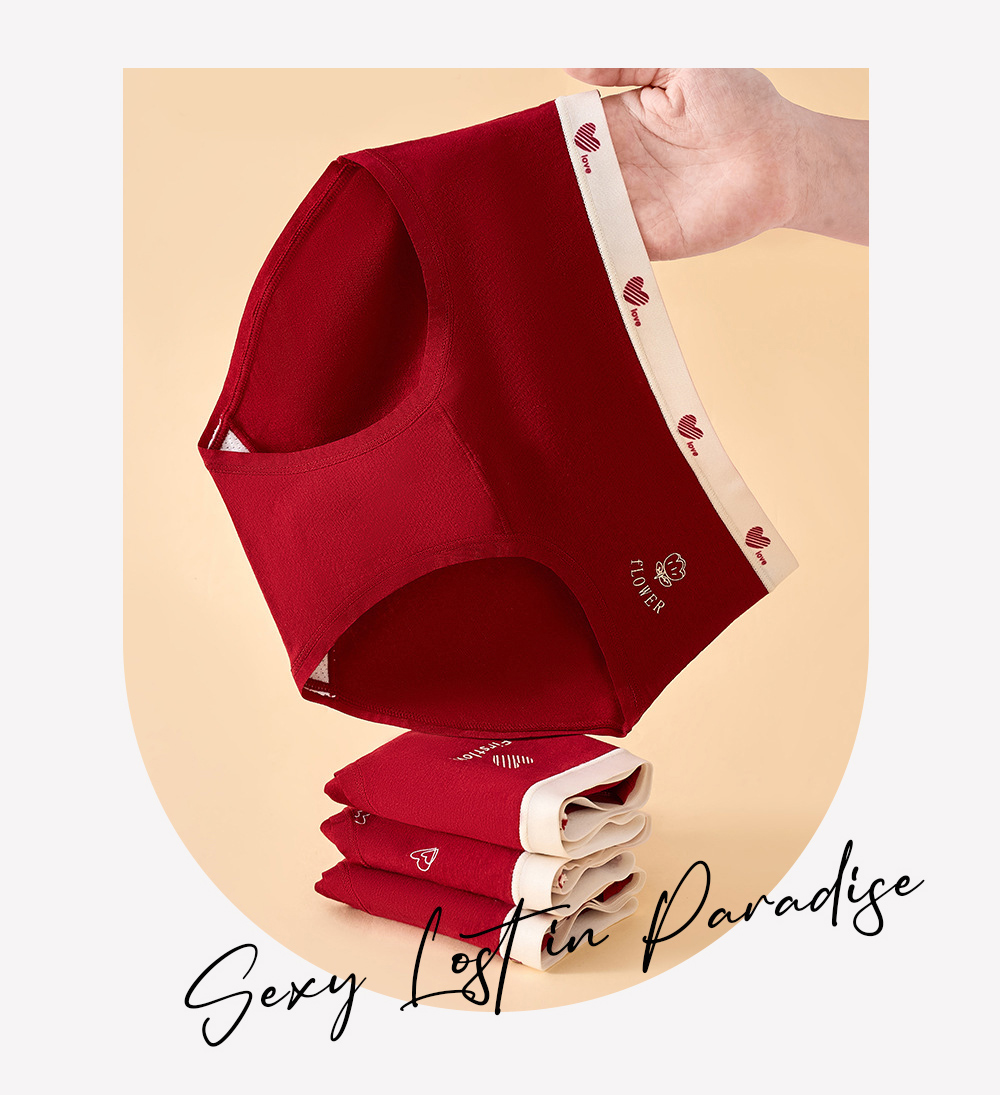 紅色系列親膚棉質中腰內褲