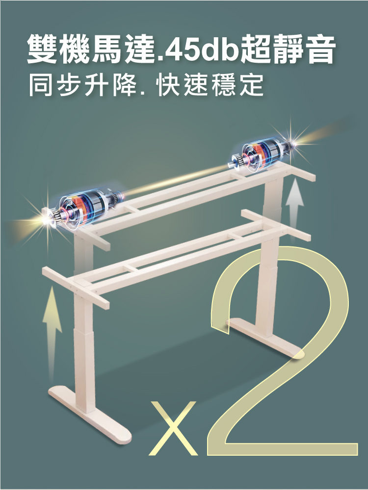 【ANDYMAY2】阿姆斯(正裝)無段式電動升降桌-雙機(OH-K219)