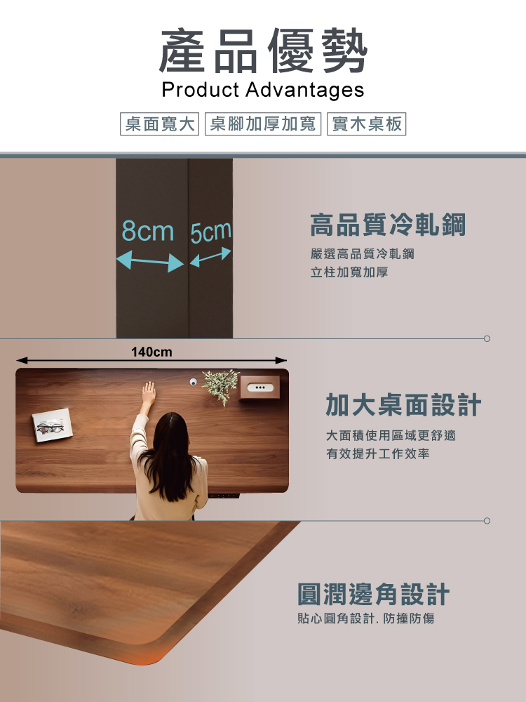 【ANDYMAY2】阿姆斯(正裝)無段式電動升降桌-雙機(OH-K219)