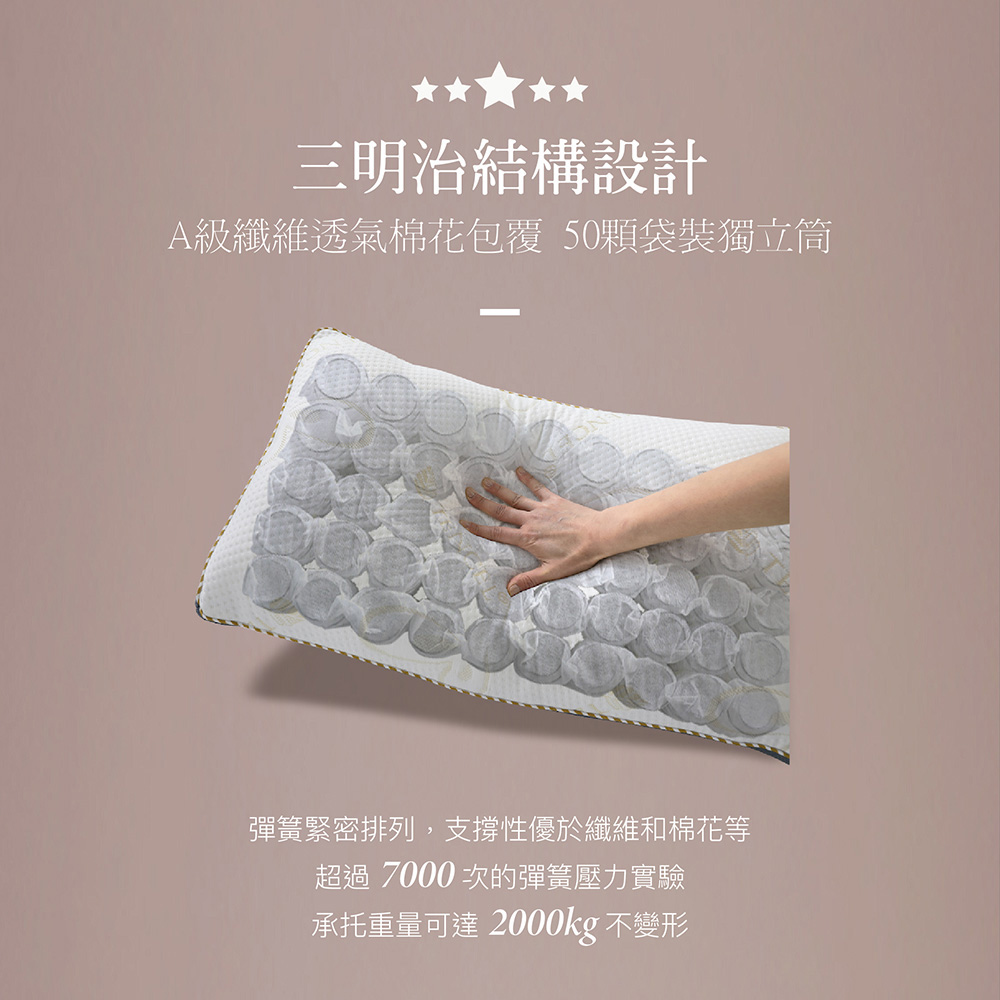 【BEST】台灣製造蓬鬆機能獨立筒枕頭 高低可調式天絲枕 贈3M抗菌枕套