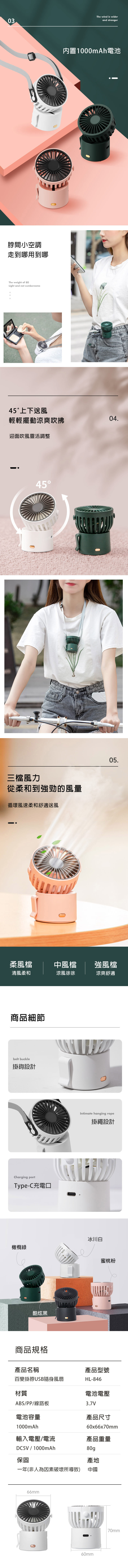 【HealthLife】迷你百變掛脖USB隨身風扇 HL846