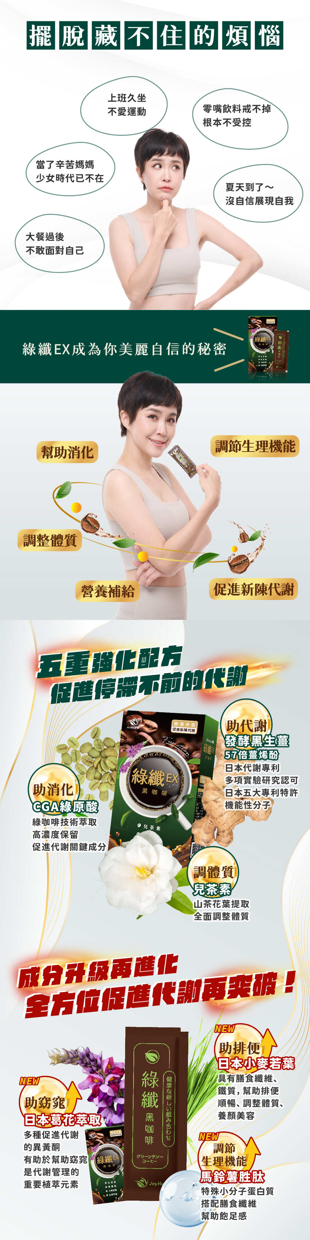 【JoyHui佳悅】綠纖EX代謝黑咖啡 10包/盒(配方升級葛花+小麥若葉)