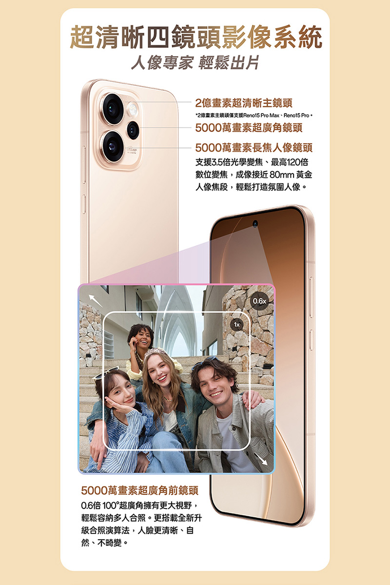 OPPO Reno15 (12G/256G) 6.59吋智慧手機-贈空壓殼+鋼化保貼+掛繩+韓版收納包+指環支架+奈米噴劑