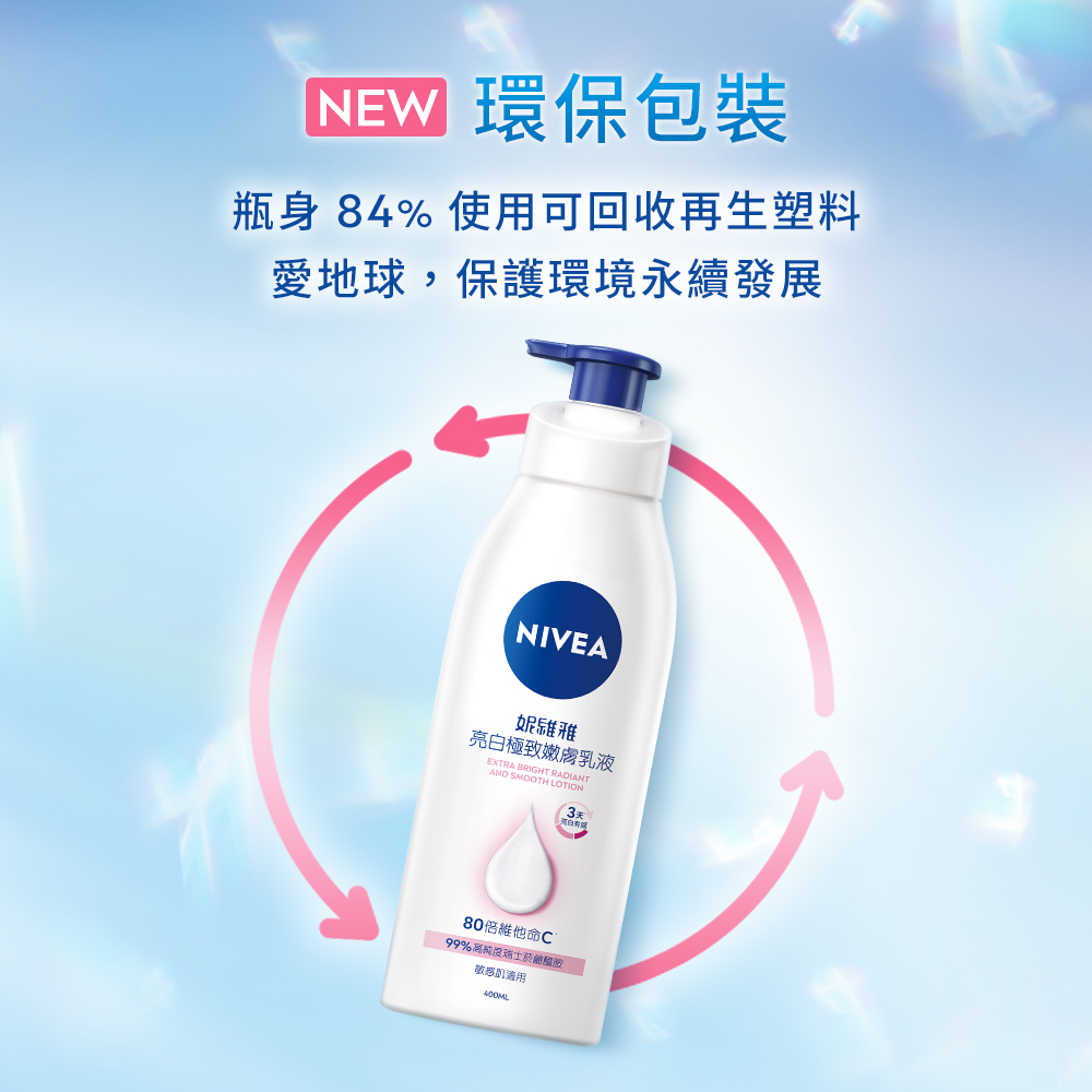 【NIVEA 妮維雅】亮白極致嫩膚乳液 400ml 全新升級 身體乳 乳液