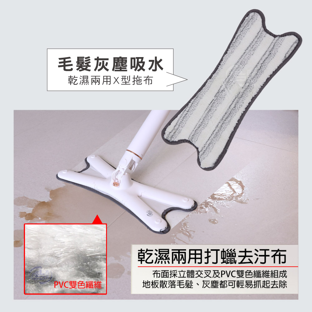 【百鈴】易秒擰免沾手X型豪華平板拖把