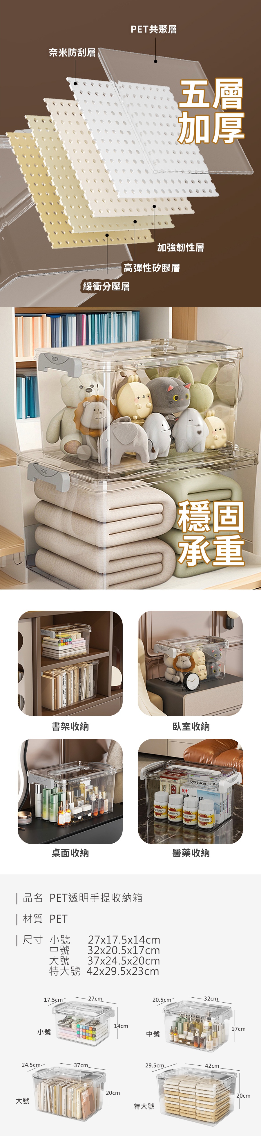 PET透明手提收納箱