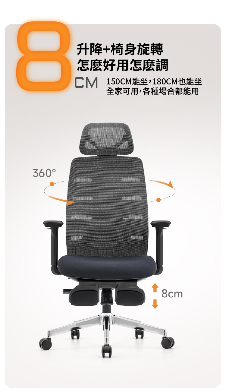 【ANDYMAY2】格拉斯人體工學安全透氣辦公椅-X08獵豔款(OH-K228)