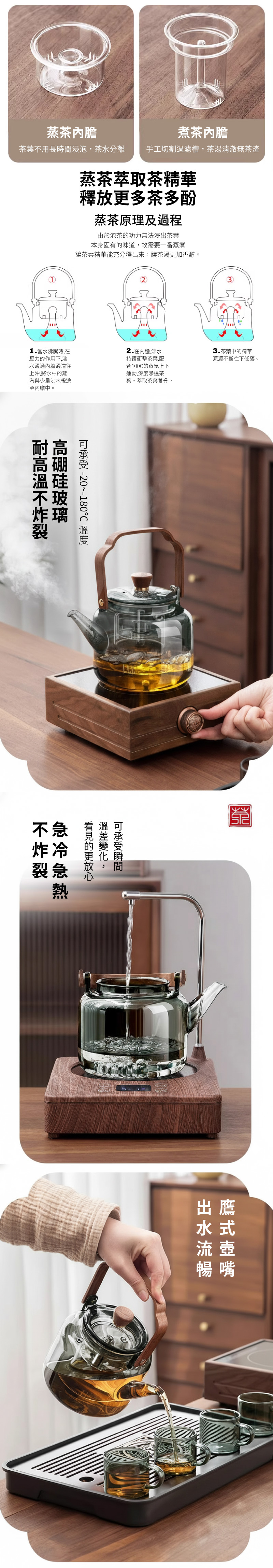 【APEX】月曦蒸煮一體養生提梁壺1000ML_(可電陶爐加熱)