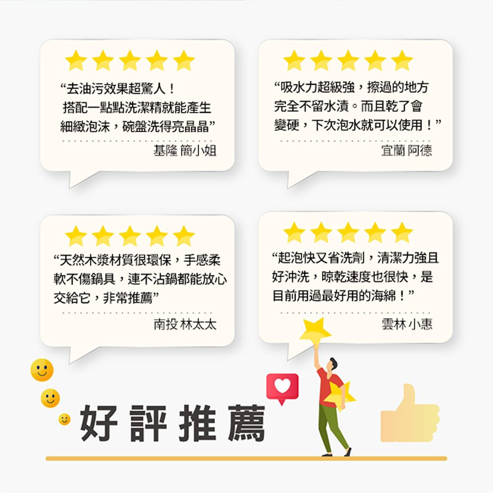 【百鈴】髒會滅木漿海綿(8x8公分)