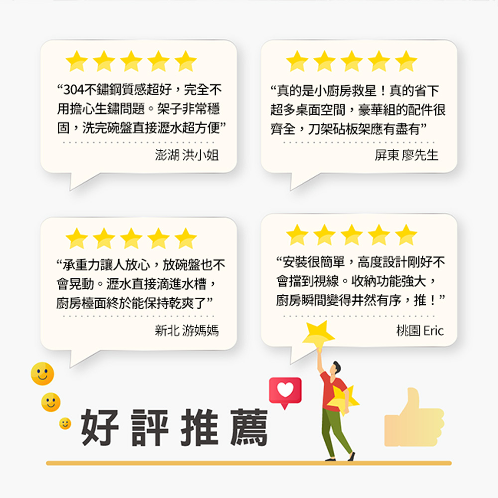 【百鈴】卡豪收304不鏽鋼省空間瀝水架豪華組
