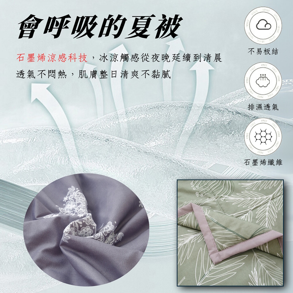 1881 石墨烯柔絲棉印花涼感被 四季被 空調被 薄被 涼被 抗菌 抑臭