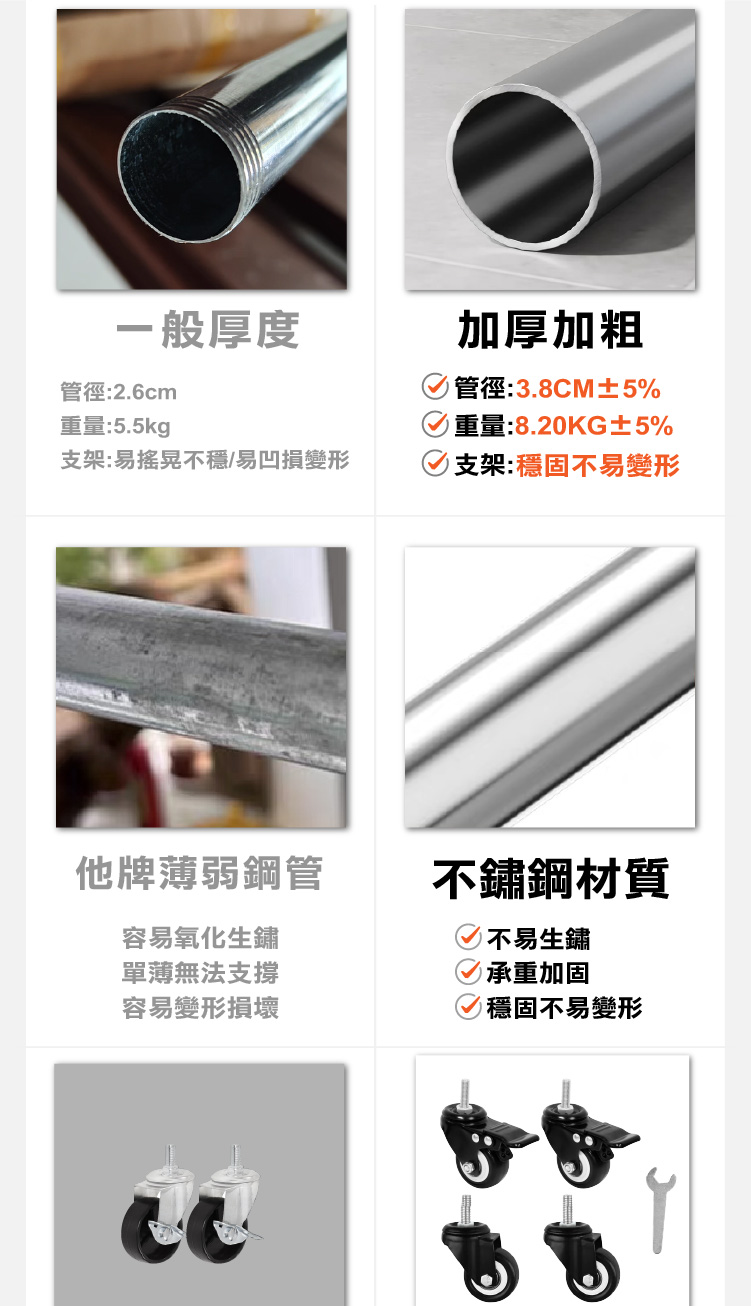 【ANDYMAY2】艾加旗艦超荷重三桿H型不鏽鋼摺疊曬衣架_200寬加大附輪((OH-K136)