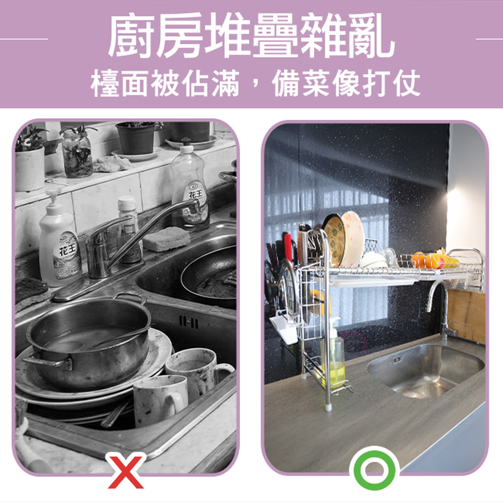 【德昌】304不鏽鋼廚房可伸縮豪華瀝水架