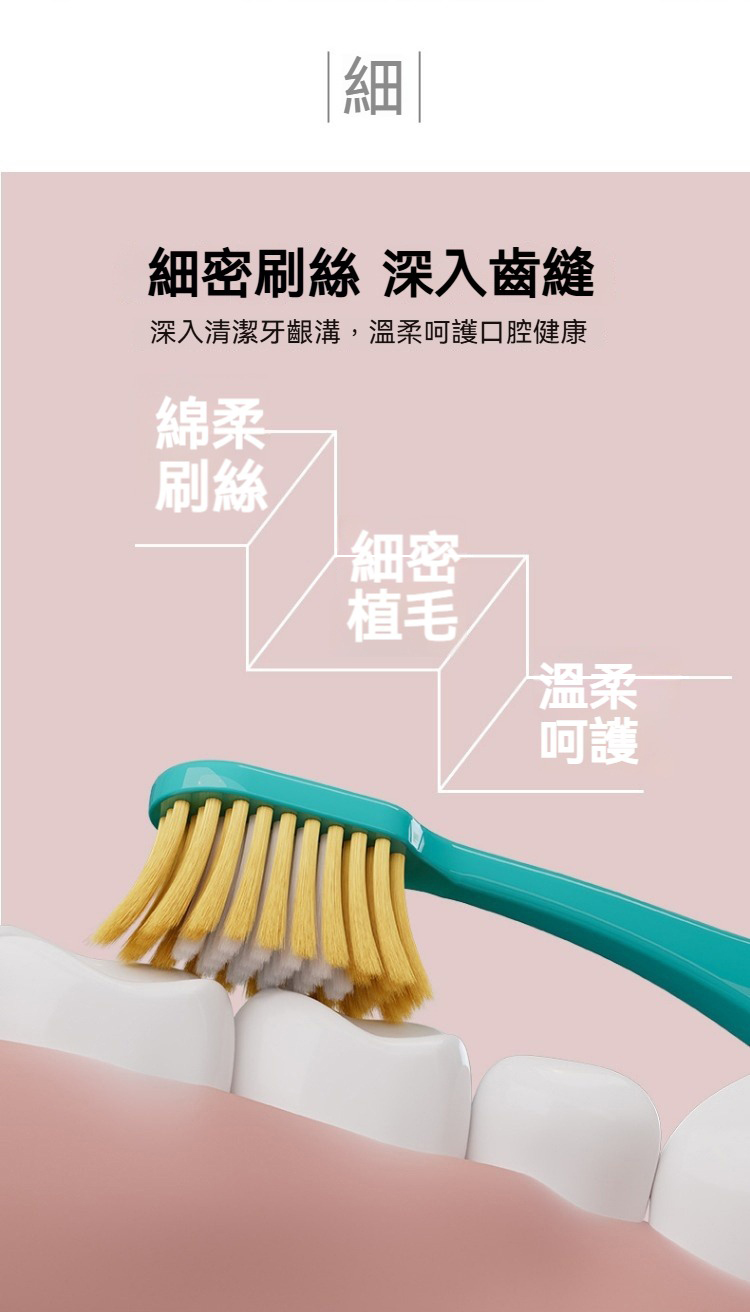 日式寬頭54孔軟毛牙刷(1卡/4支) 細毛 寬版 清潔 齒縫 雙排