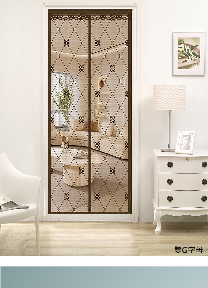 金剛紗繡花 防蚊門簾頂部加寬魔術貼防蚊門簾(金剛紗/免釘魔術貼門簾/門簾/防蚊門簾)