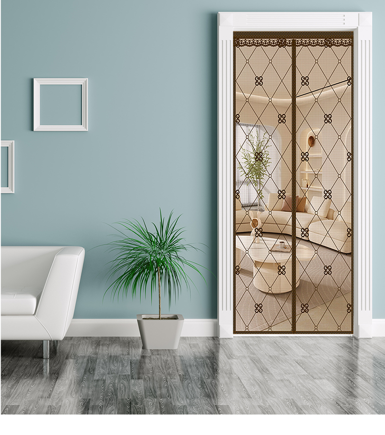 金剛紗繡花 防蚊門簾頂部加寬魔術貼防蚊門簾(金剛紗/免釘魔術貼門簾/門簾/防蚊門簾)