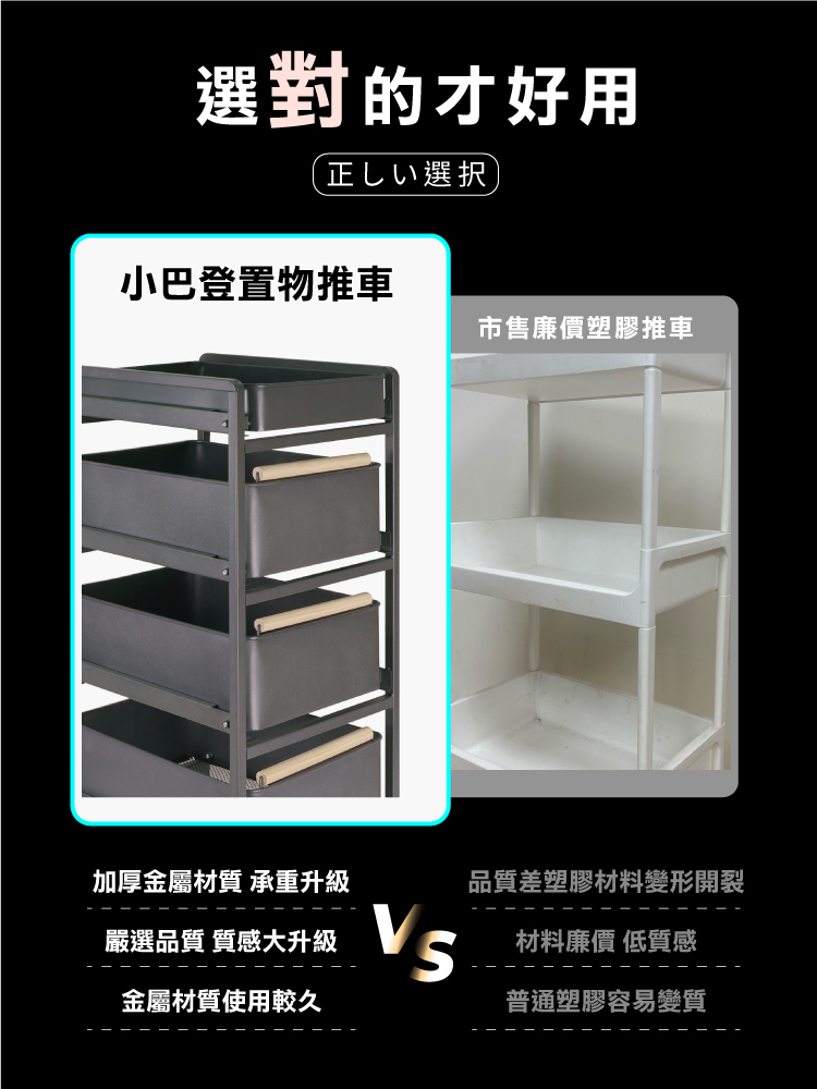【ANDYMAY2】小巴登置物推車-旗艦款(抽屜)四層(OH-K325)