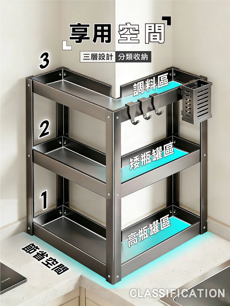 【ANDYMAY2】品川系廚房轉角調料品置物架-35寬(OH-K505)