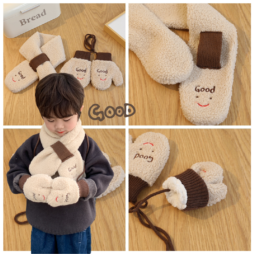 【JAR嚴選】兒童可愛加絨圍巾手套組