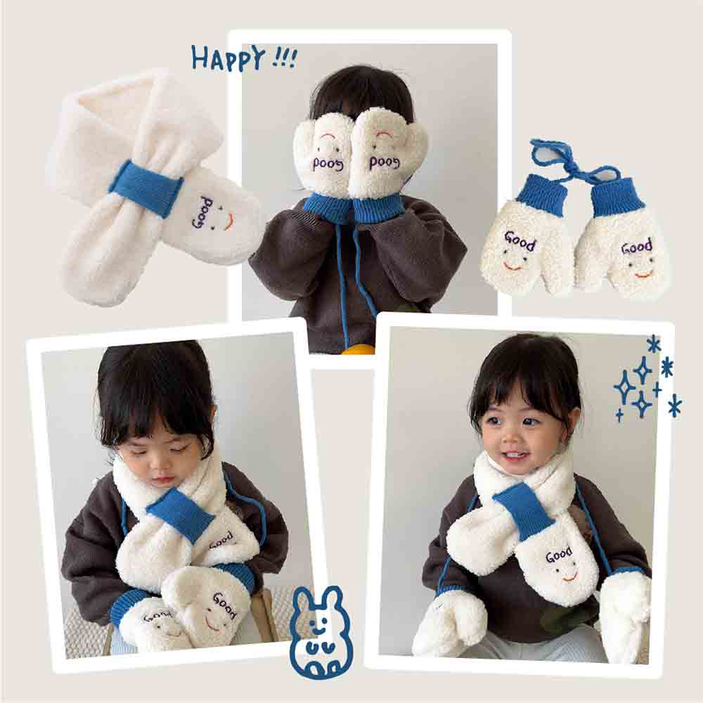 【JAR嚴選】兒童可愛加絨圍巾手套組