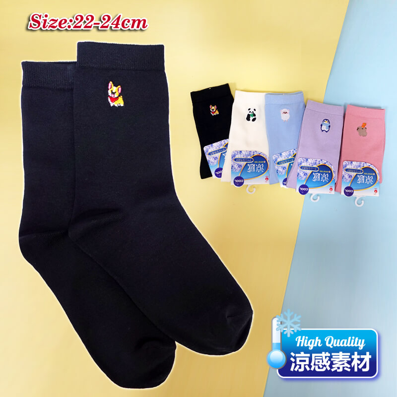 【YABY芽比】MIT舒適涼感刺繡3/4短襪