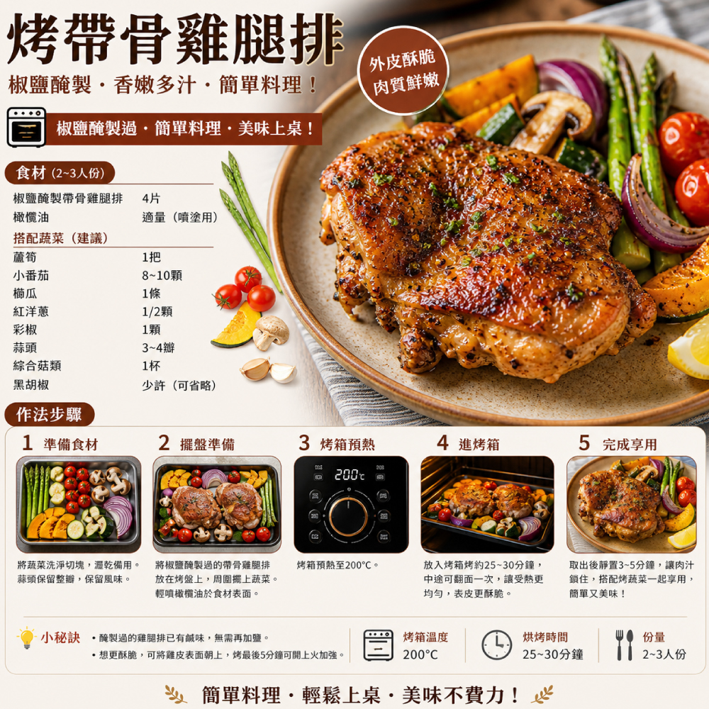 赤豪家庭私廚 生醃椒鹽帶骨雞腿排(600g±10%/包/約4片)