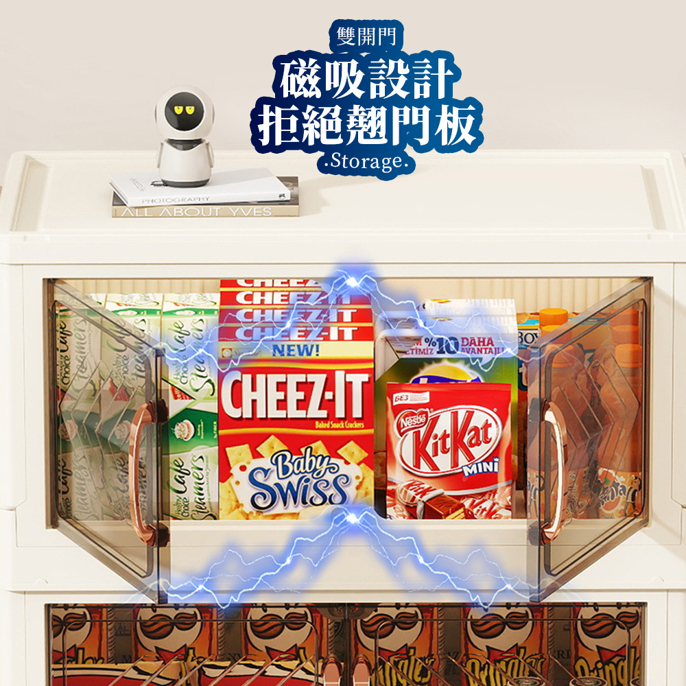 【Mr.box】新美式多面寬摺疊前開式4層/5層/6層收納櫃-附滑輪