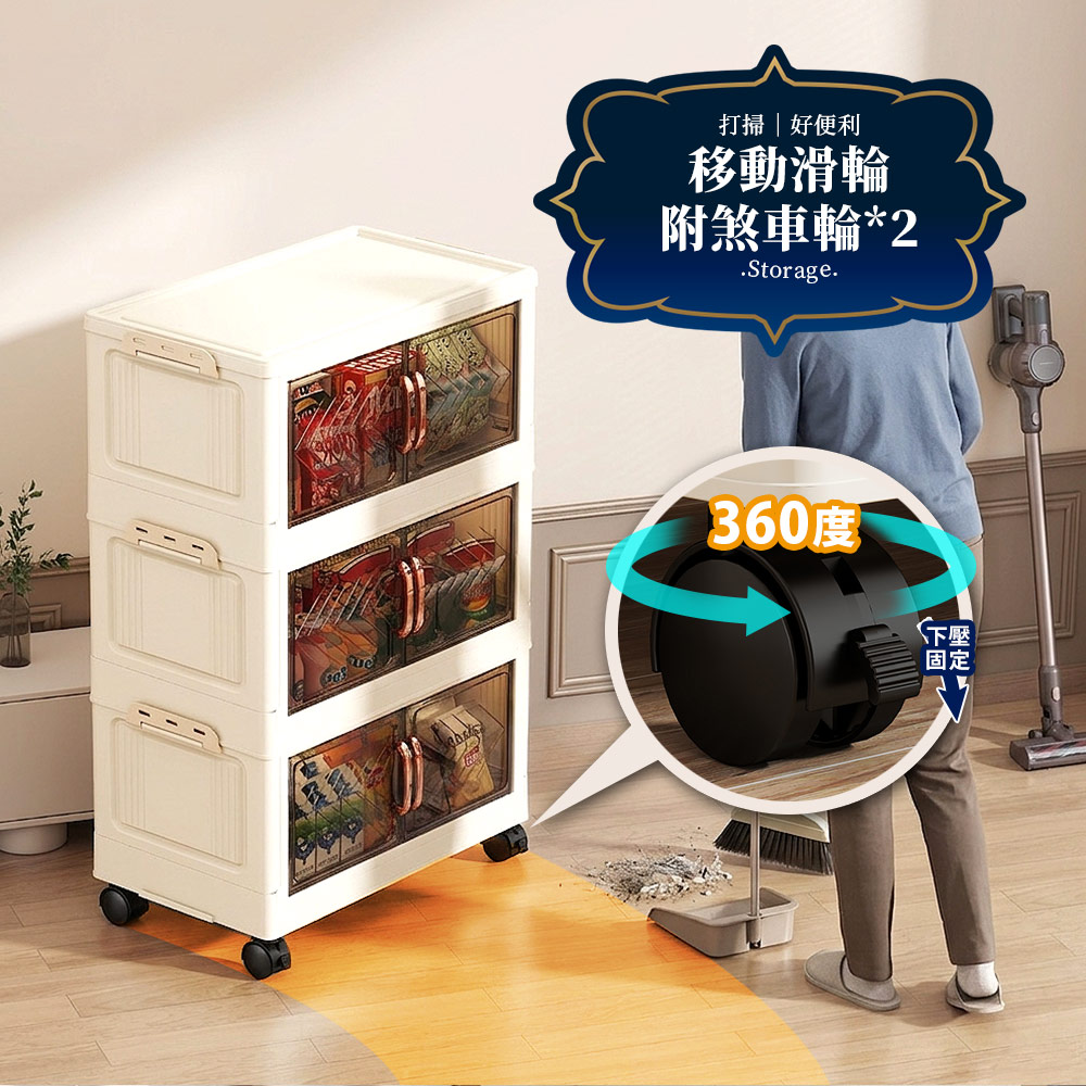 【Mr.box】新美式多面寬摺疊前開式4層/5層/6層收納櫃-附滑輪