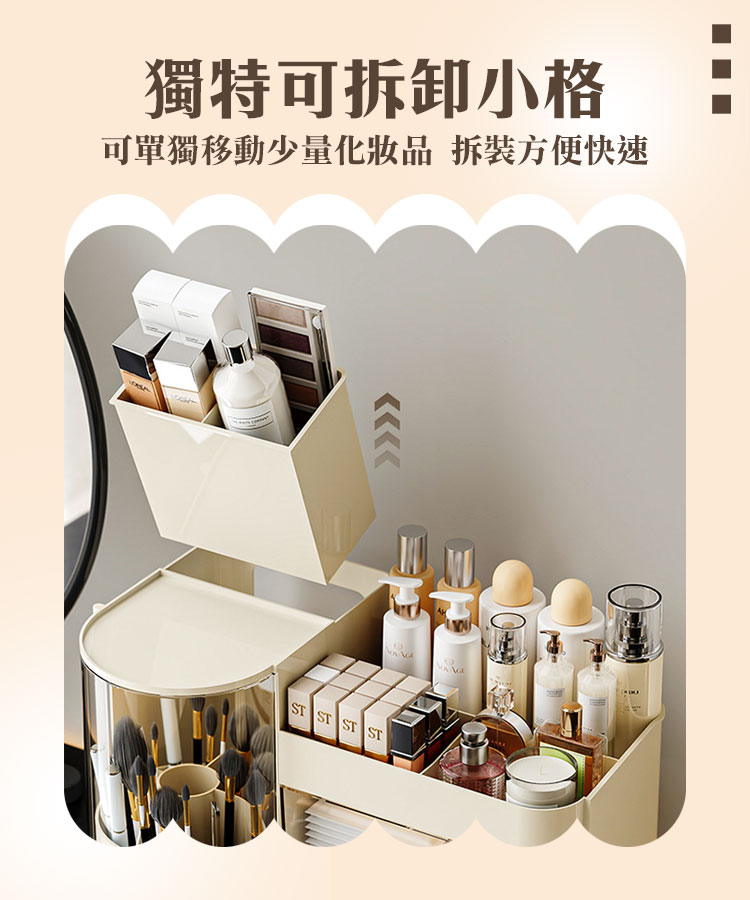 二合一旋轉抽屜多層化妝品收納盒