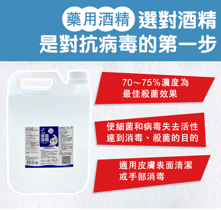 【生發】75%藥用酒精(4000ml) 藍標