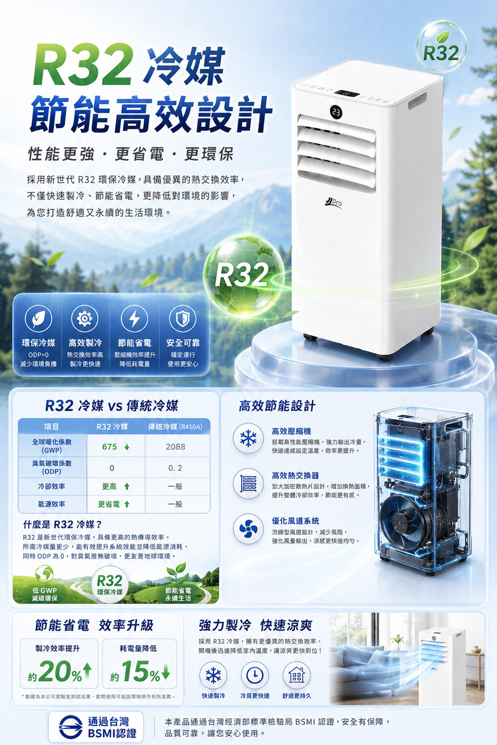 【JJPRO 家佳寶】BSMI認證 9000BTU 多功能移動式冷氣 (JPAC07)