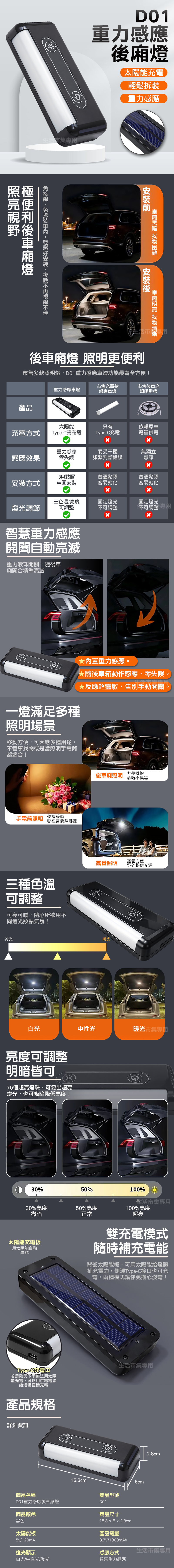 重力感應後車廂燈