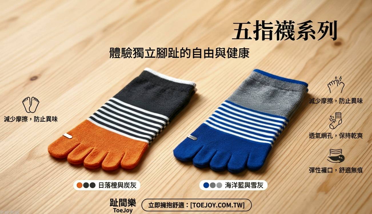 凱美棉業 台灣製 純棉抗菌除臭立體五趾襪 雙色條紋款