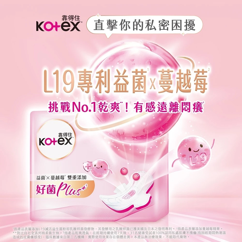 【Kotex 靠得住】好菌PLUS+衛生棉(24/28/35)cm 任選6包/組