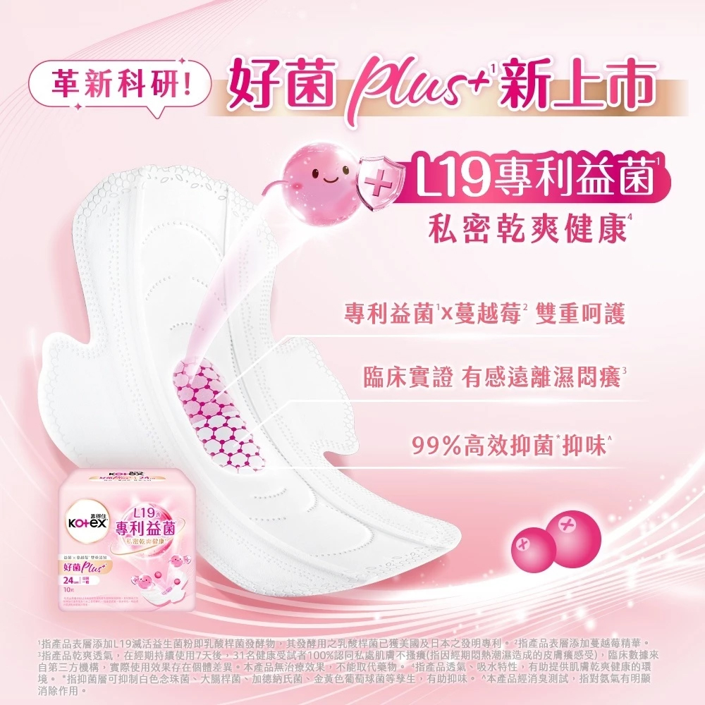 【Kotex 靠得住】好菌PLUS+衛生棉(24/28/35)cm 任選6包/組