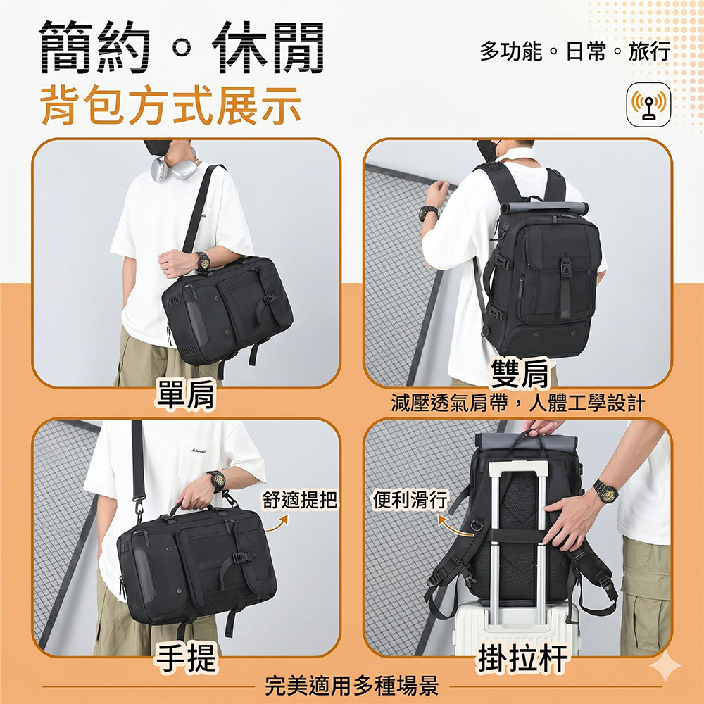 【JAR嚴選】Loaion新款USB款防水獨立鞋倉商務旅行背包(預購14個工作天)
