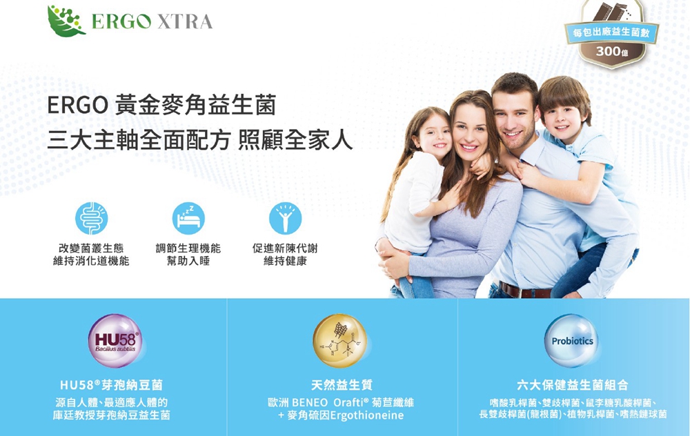 ERGO 黃金麥角益生菌-益生菌數300億~天然麥角硫因(與虎尾科大蔡教授合作)