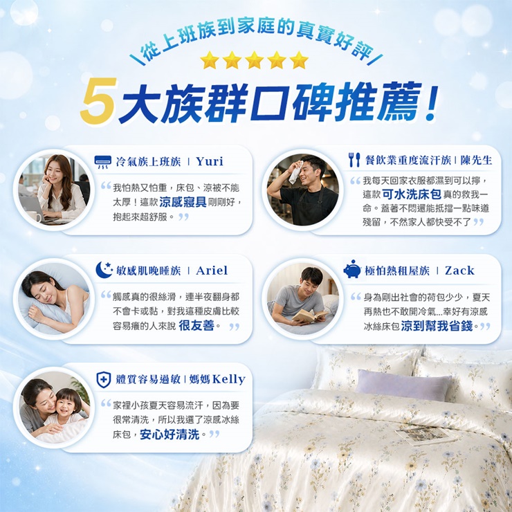 Cool-Fi 雙效涼感冰絲床包 /冰絲涼被 (單人/雙人/加大) 多款任選 涼感床包 冰冰被