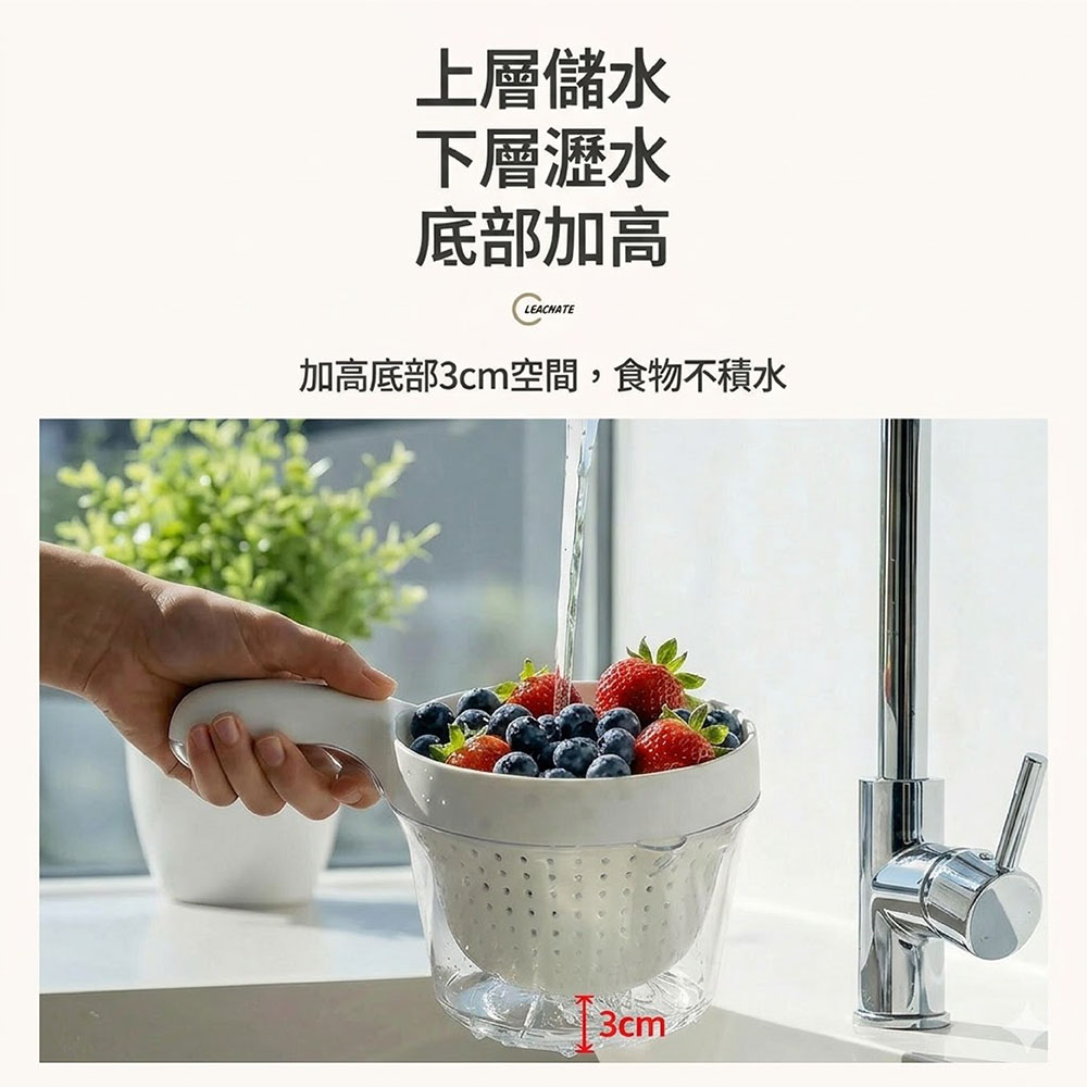 【JAR嚴選】多巴胺雙層清洗濾水二合一加厚洗菜籃(預購14個工作天)
