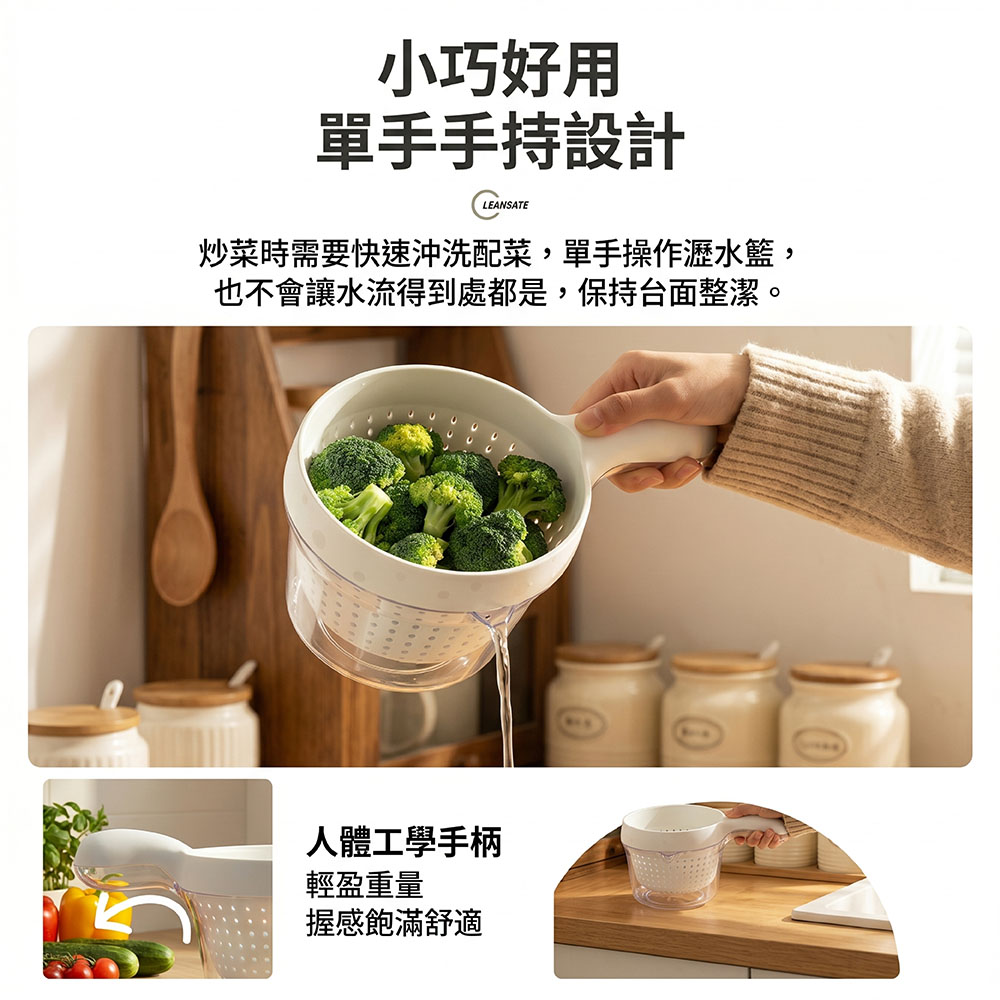 【JAR嚴選】多巴胺雙層清洗濾水二合一加厚洗菜籃(預購14個工作天)