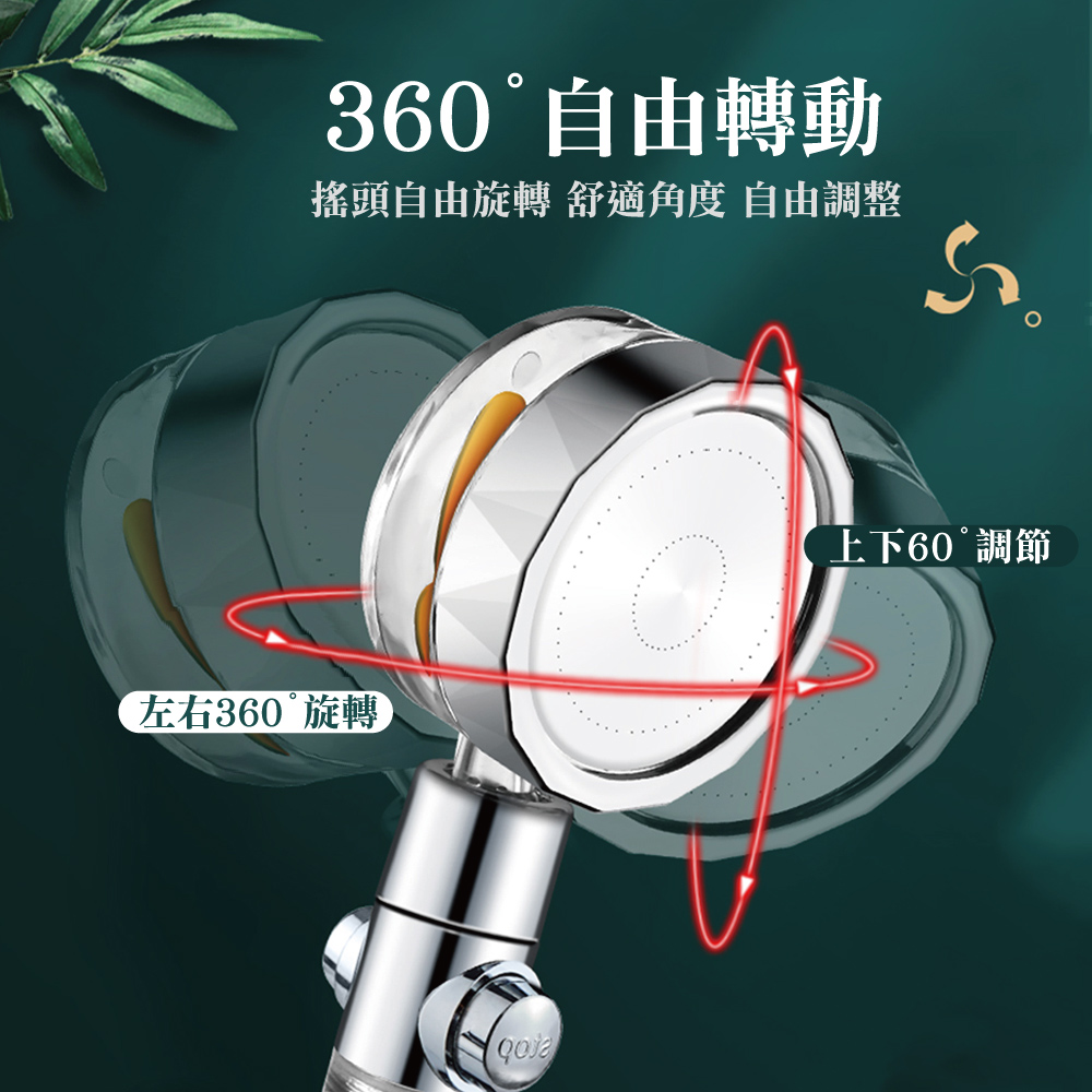 渦輪增壓過濾止水蓮蓬頭(顏色任選)