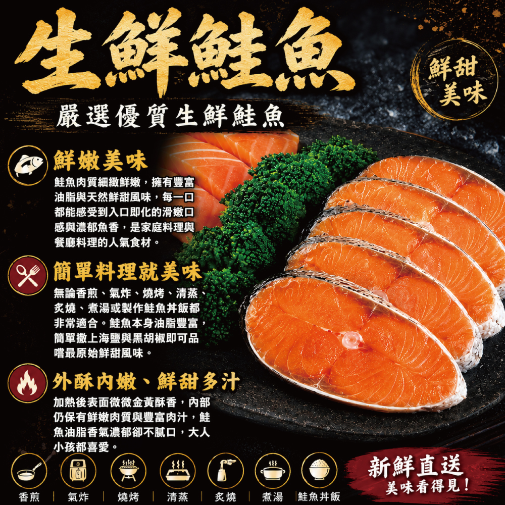 小川漁屋 嚴選家常鮭魚切片(無肚洞90g±10%/片)
