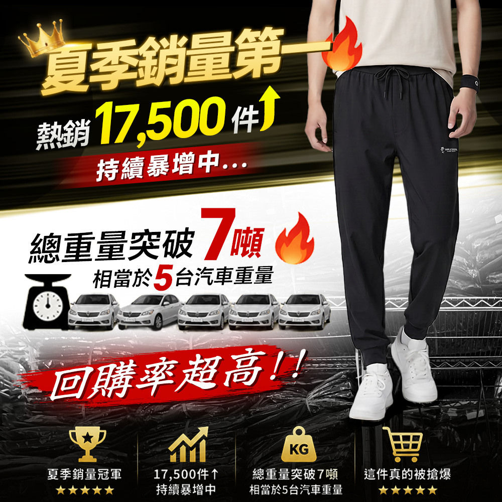 男女款 極度冰涼彈力縮口運動褲 冰凍褲 涼感褲 #3763-3764-026