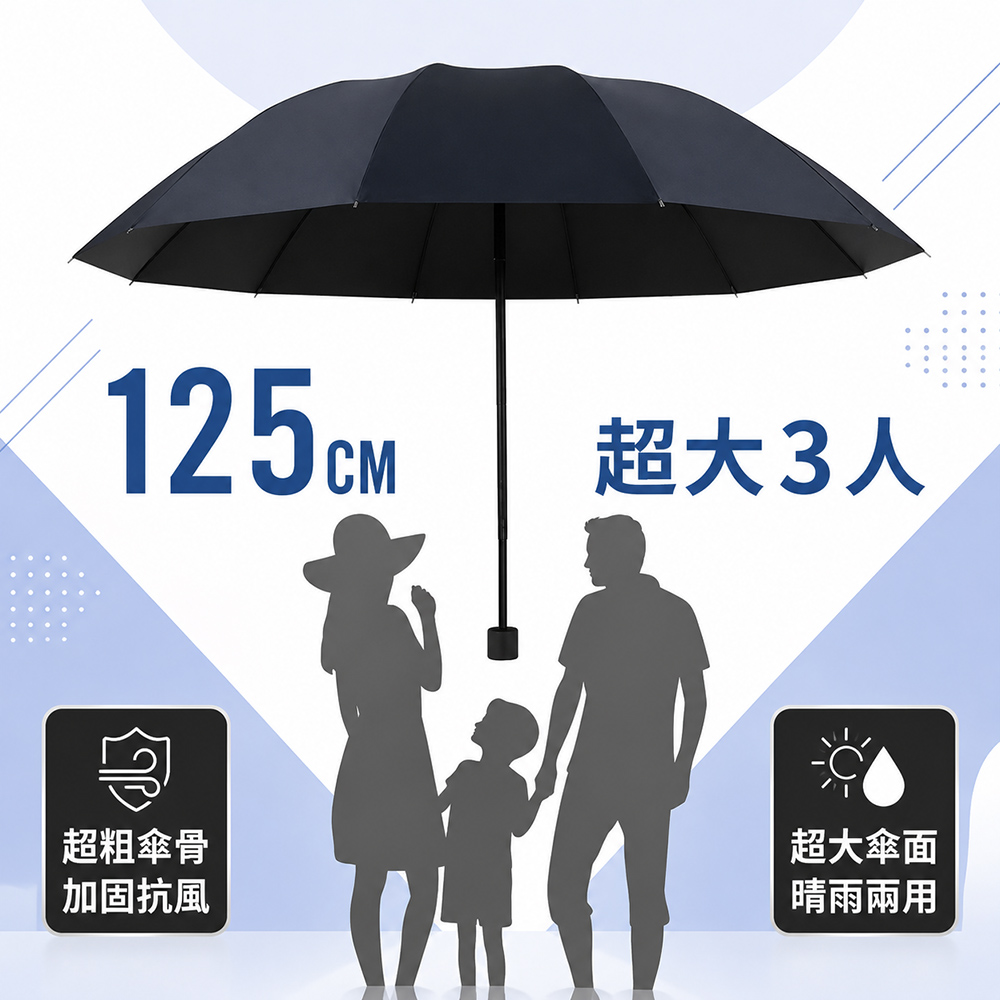 捷果傘12骨加大反向折疊傘 晴雨兩用防曬遮陽 防風大傘面雨傘
