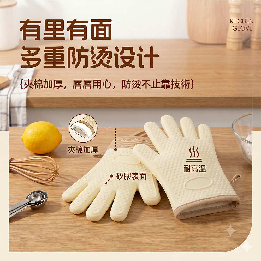 【JAR嚴選】隔熱加厚矽膠防燙手套組(預購14個工作天)