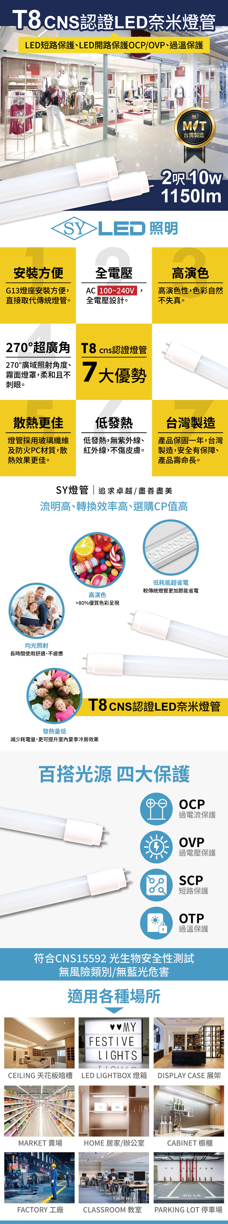 【SY聲億科技】T8 LED 高光效廣角燈管/2呎/4呎/6500K/10W/20W